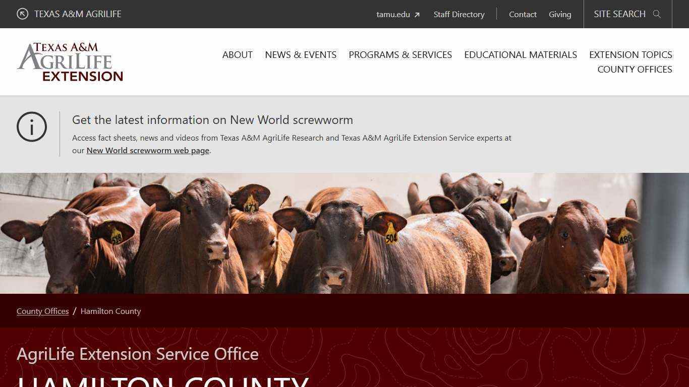 Hamilton County - Texas A&M AgriLife Extension Service - Texas A&M AgriLife Extension Service Hamilton County